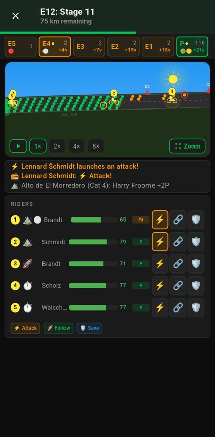 Live race with real-time tactics